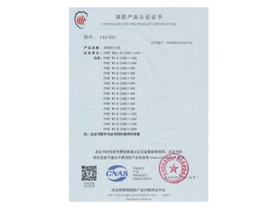 排煙防火閥（fá）3C證書  2500x1250-46